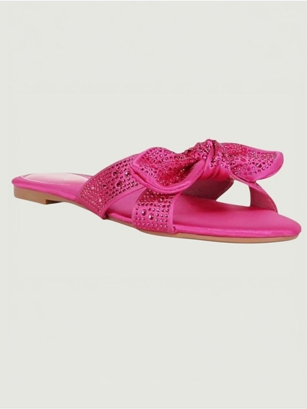 London Rag Hot Pink Rhinestone Bow Slides NWT 9 Barbiecore Glam